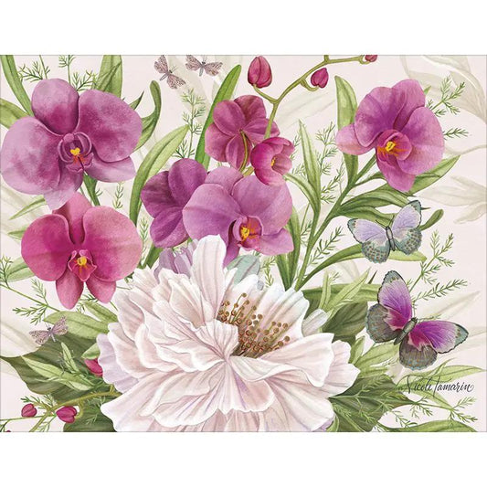 Midnight Garden Boxed Notes with Envelopes featuring purple orchids and white peony on Tampa Home & Garden Store