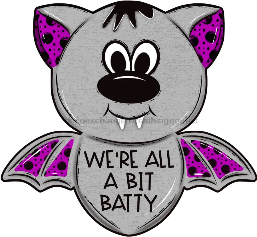 Gray Bat Halloween Wood Sign and Door Hanger with purple wings DecoExchange 22-inch on Tampa Home & Garden Store