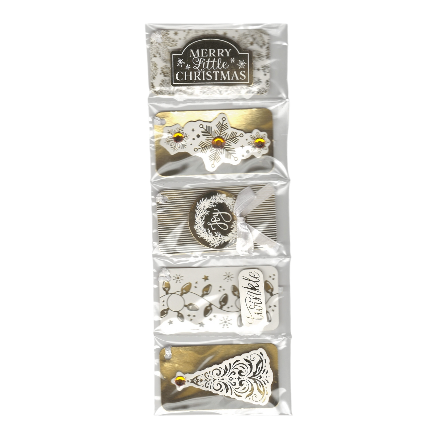 Gift tag set 5 count handmade with elegant gold foil and silver accents on Tampa Home & Garden Store