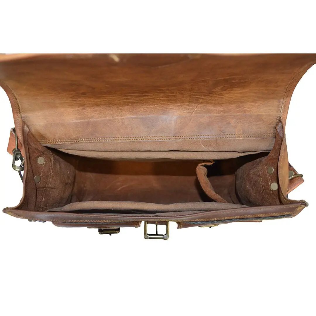 14 Inch Handmade DSLR Leather Camera Bag brown leather shoulder bag with inner dividers on Tampa Home & Garden Store