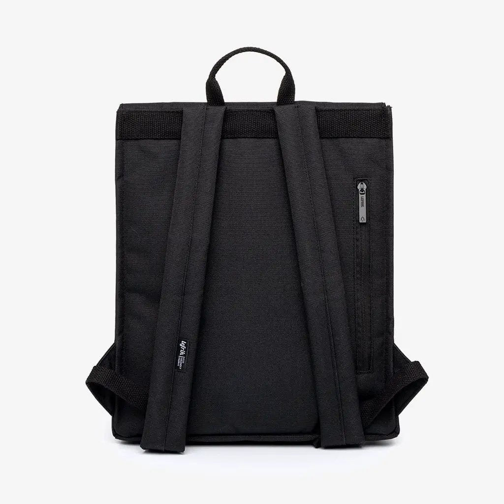 Handy Mini Backpack Black Slim with Laptop Sleeve Lefrik USA back view with padded shoulder straps on Tampa Home & Garden Store