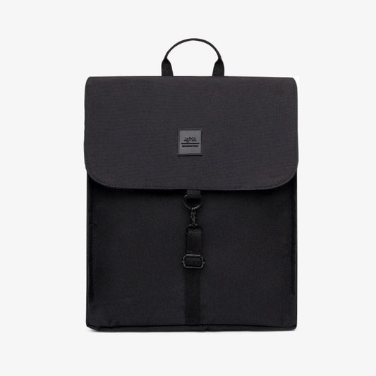 Lefrik Handy Mini Backpack Black slim with laptop sleeve, top handle, front logo patch on Tampa Home & Garden Store