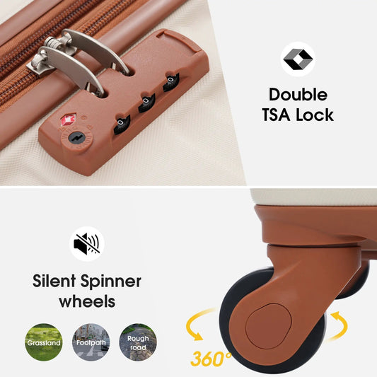3 Piece hardshell luggage set spinner brown with double TSA lock on Tampa Home & Garden Store