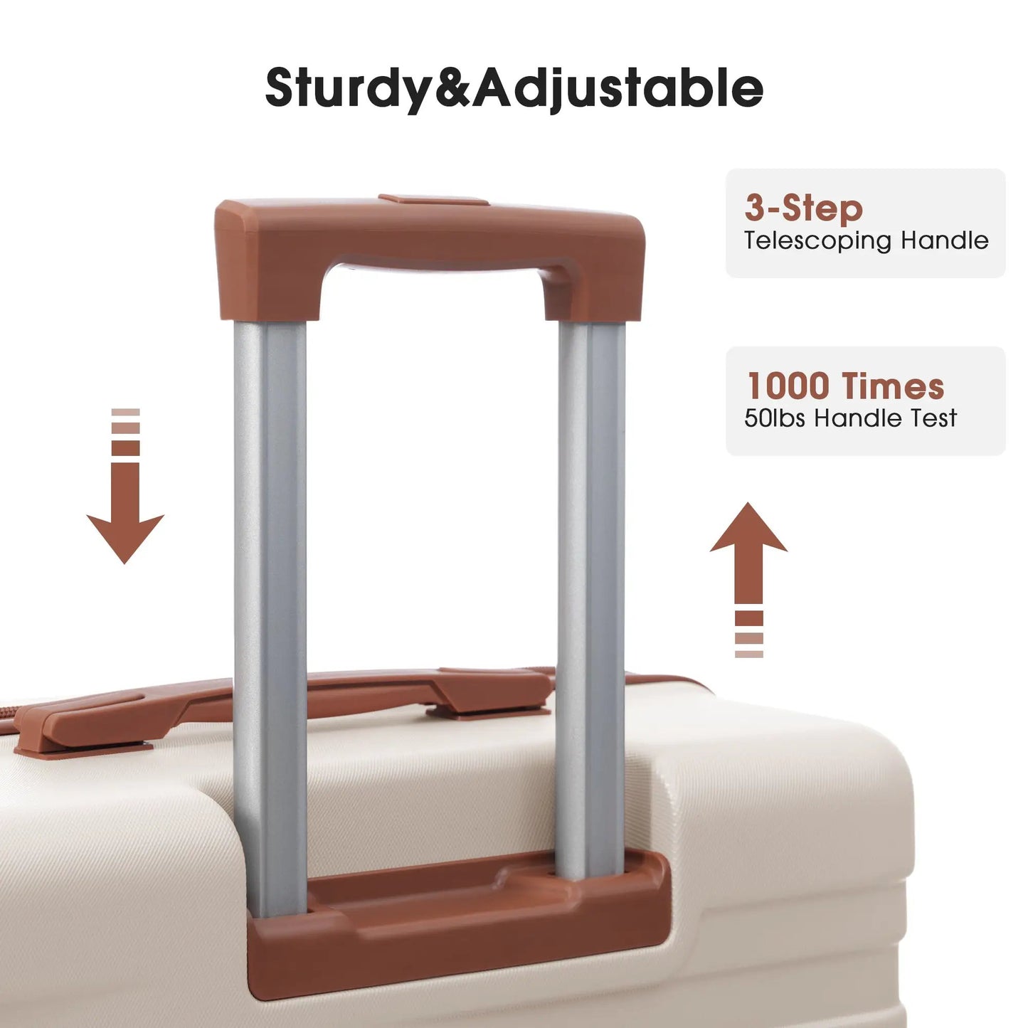 3 Piece Hardshell Luggage Set Spinner brown accent handles on Tampa Home & Garden Store