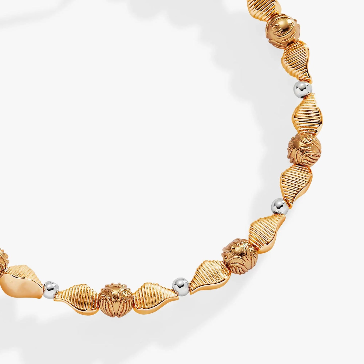 Harry Potter Golden Snitch Beaded Bangle by ALEX AND ANI, gold-tone beads with silver spacers on Tampa Home & Garden Store