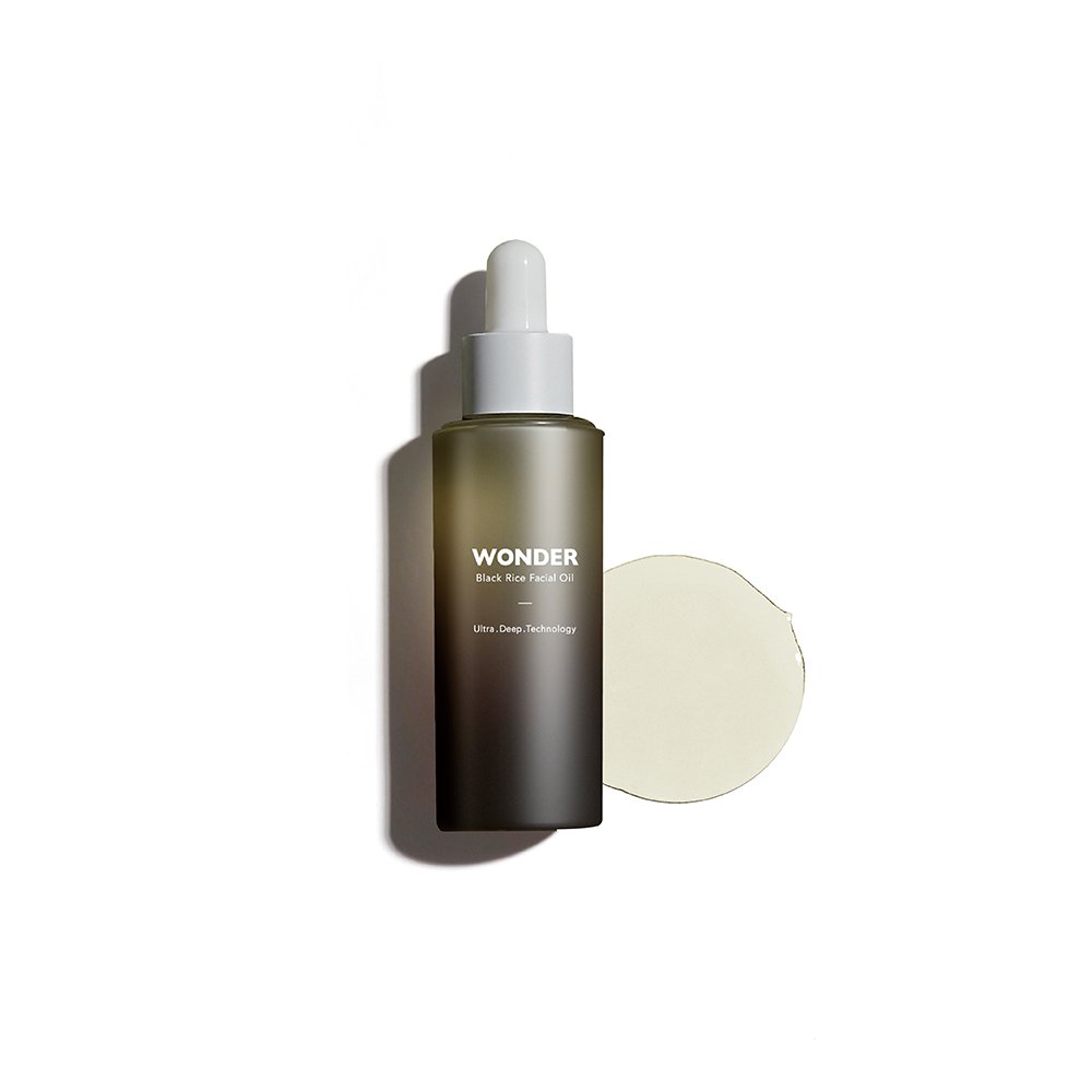 haruharu wonder Black Rice Facial Oil bottle with white dropper, brown glass look, 30ml on Tampa Home & Garden Store