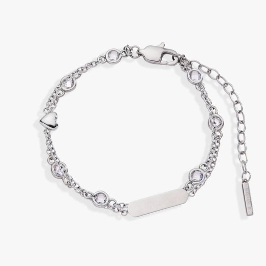 Heart Chain Double Strand Bracelet by ALEX AND ANI in silver-tone with crystal beads on Tampa Home & Garden Store