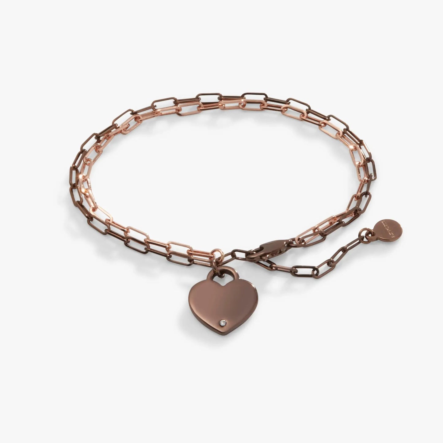 Heart Charm Double Paperclip Chain Bracelet in rose gold-tone by Alex and Ani on Tampa Home & Garden Store