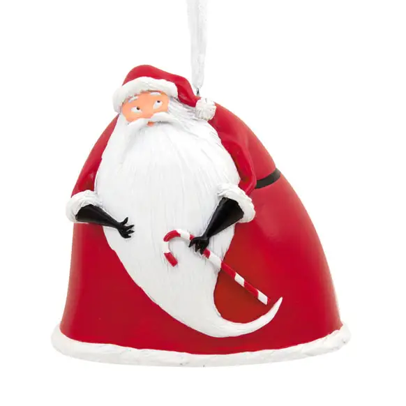 Nightmare Before Christmas Sandy Claws ornament, red Santa suit with beard and candy cane on Tampa Home & Garden Store