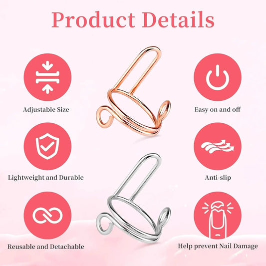 Heemee Wudu Nail Rings Set with rose gold and silver adjustable nail rings, 2-piece daily wear on Tampa Home & Garden Store