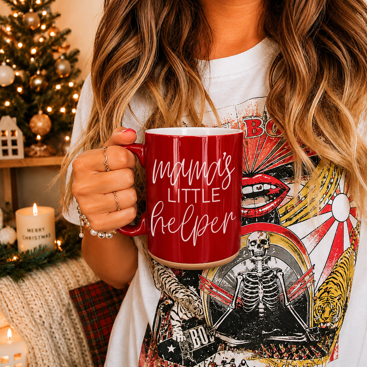 Mug Mama's Little Helper by Gia Roma, red ceramic coffee mug on Tampa Home & Garden Store