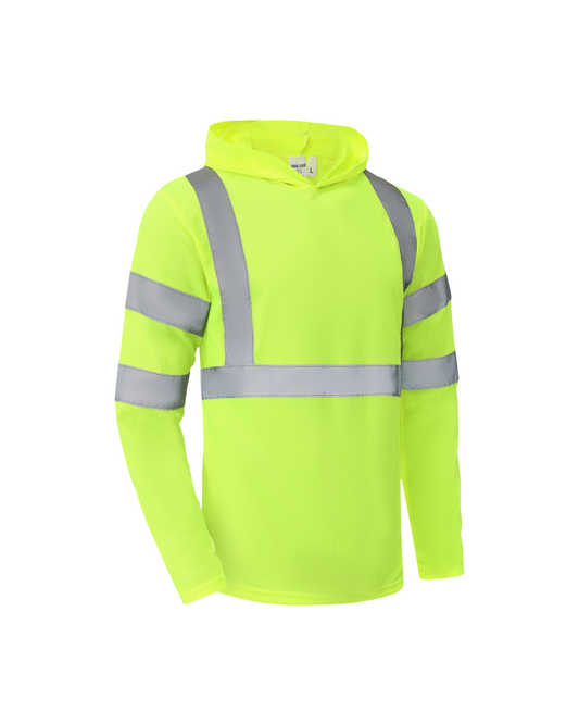Kiwi Ideal Club High Visibility ANSI ISEA Hoodie 3 lightweight neon with reflective stripes on Tampa Home & Garden Store