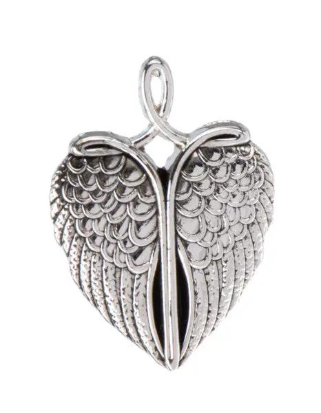 Memorial Angel Wings Keepsake Charm pendant silver heart-shaped wings on Tampa Home & Garden Store