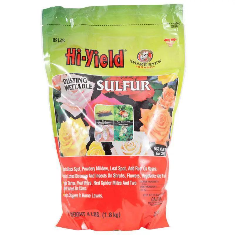 Hi-Yield Wettable Sulfur fungicide, 4 lb, green/red bag for gardens on Tampa Home & Garden Store