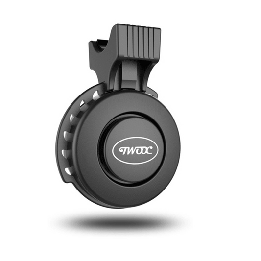 Stevvex black round electric bicycle bell horn with USB charging and rechargeable battery on Tampa Home & Garden Store