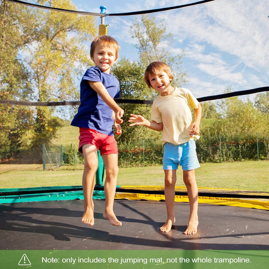 DirectDeals High Elastic PP Jumping Mat for Trampolines, two kids on a netted backyard trampoline on Tampa Home & Garden Store