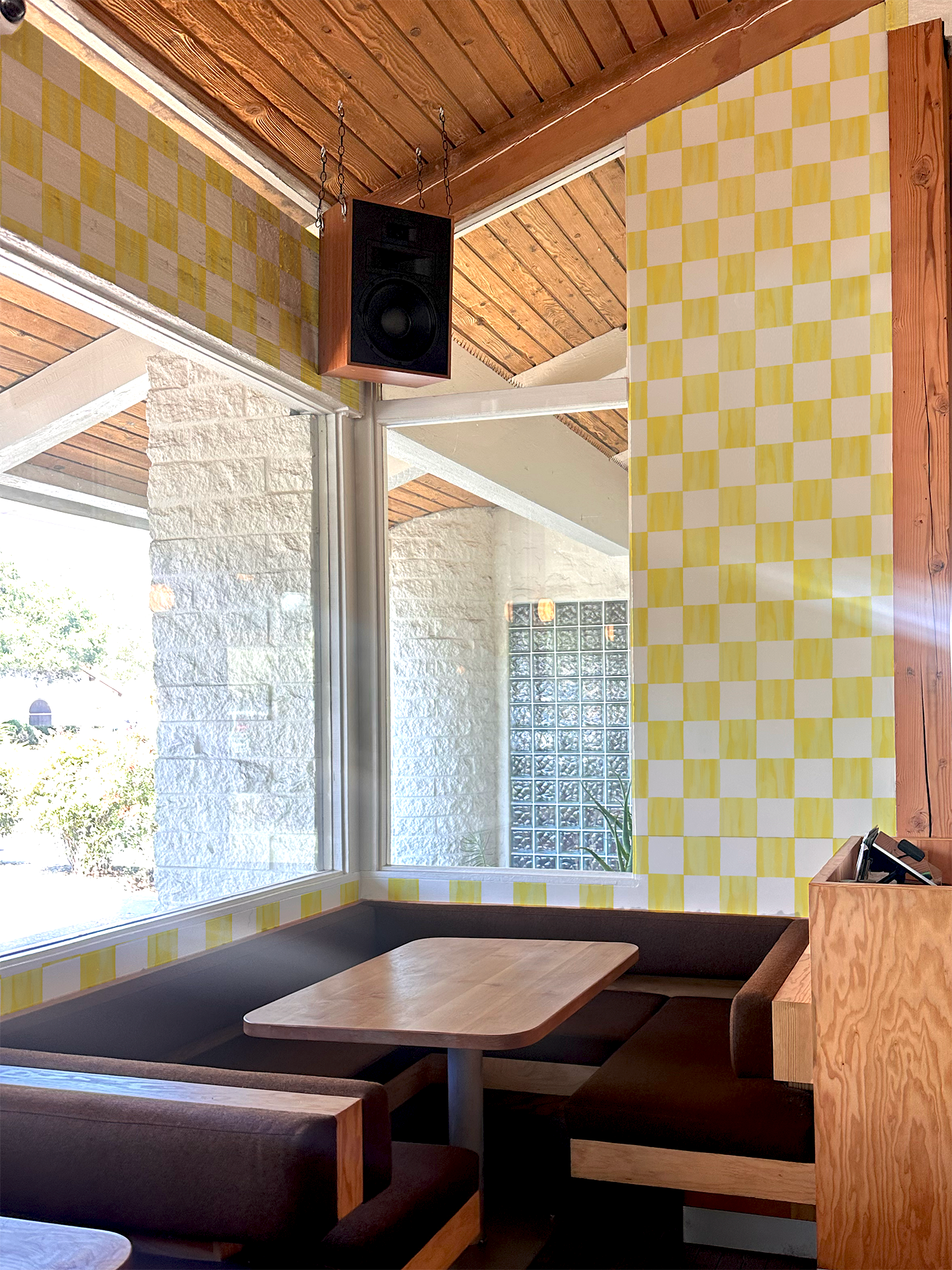 Checkers Wallpaper Lemon Peel and Stick with yellow checker pattern by Samantha Santana Creative on Tampa Home & Garden Store