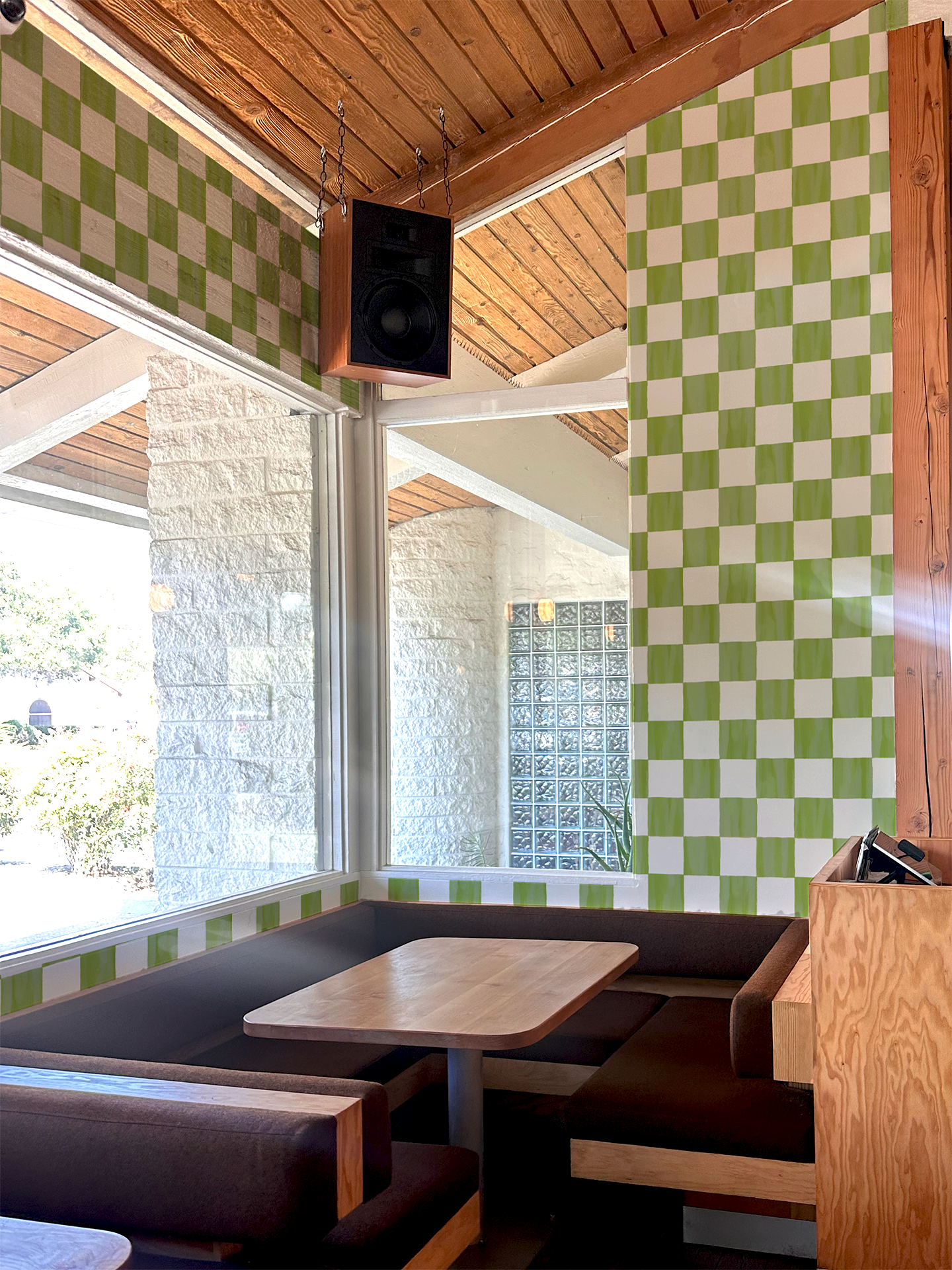 Checkers wallpaper olive green peel-and-stick by Samantha Santana Creative on Tampa Home & Garden Store
