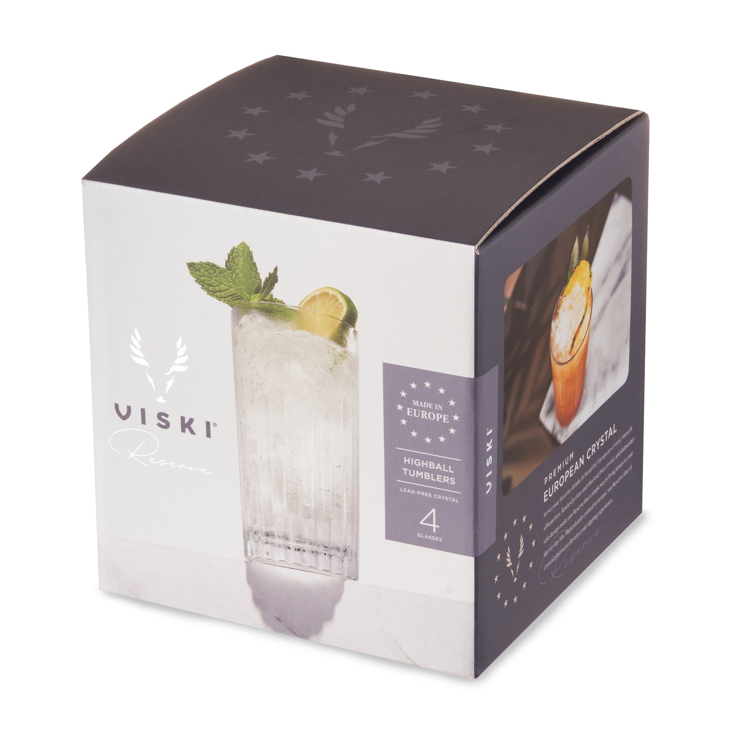 Premium Italian Crystal Highball Glasses Set of 4