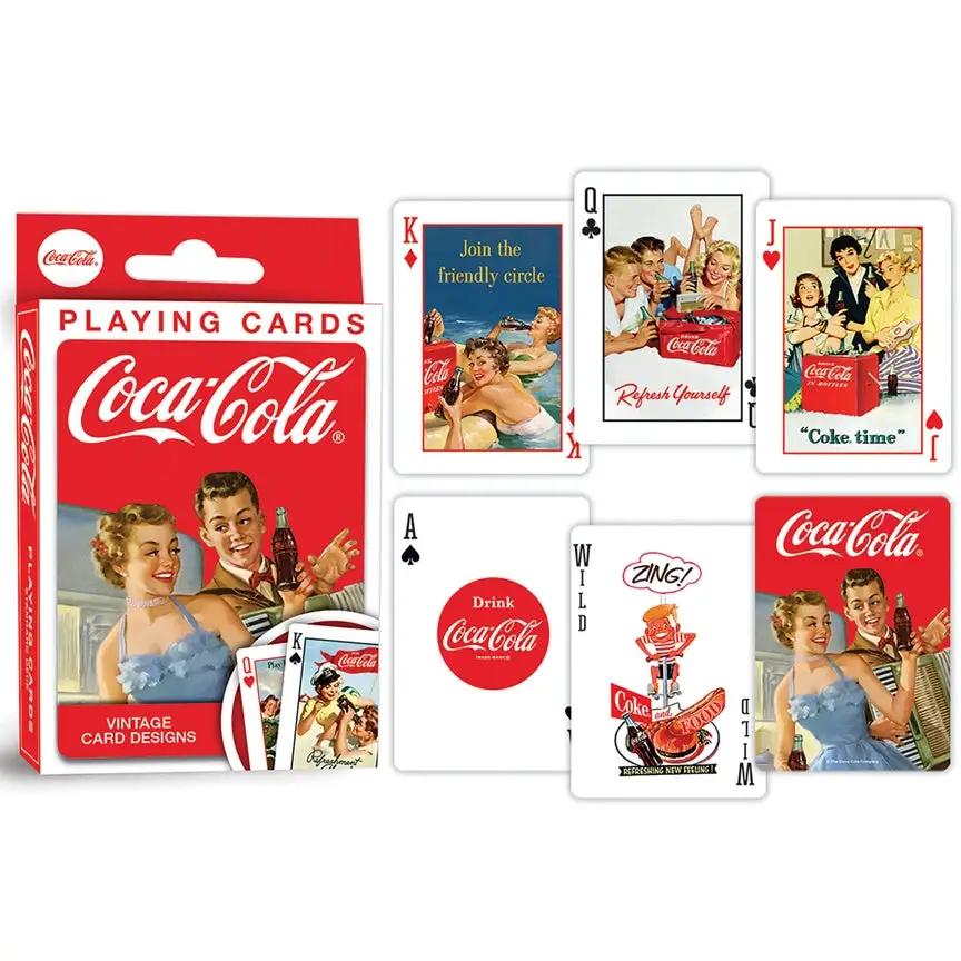 Coca-Cola vintage design playing cards box with red retro art and illustrated cards on Tampa Home & Garden Store