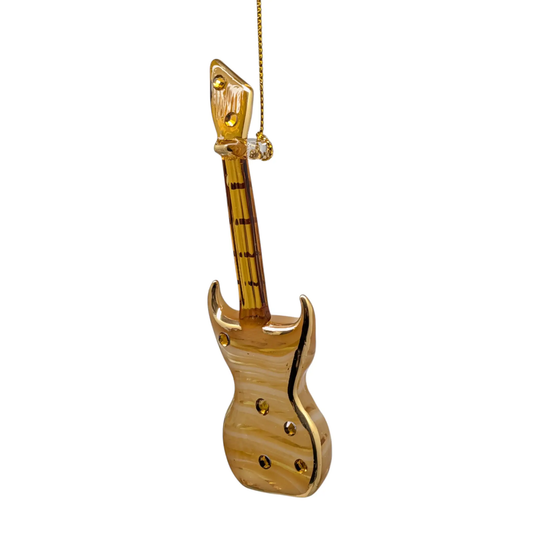 Egyptian Glass Guitar Ornament golden with jewel accents The Country Christmas Loft on Tampa Home & Garden Store