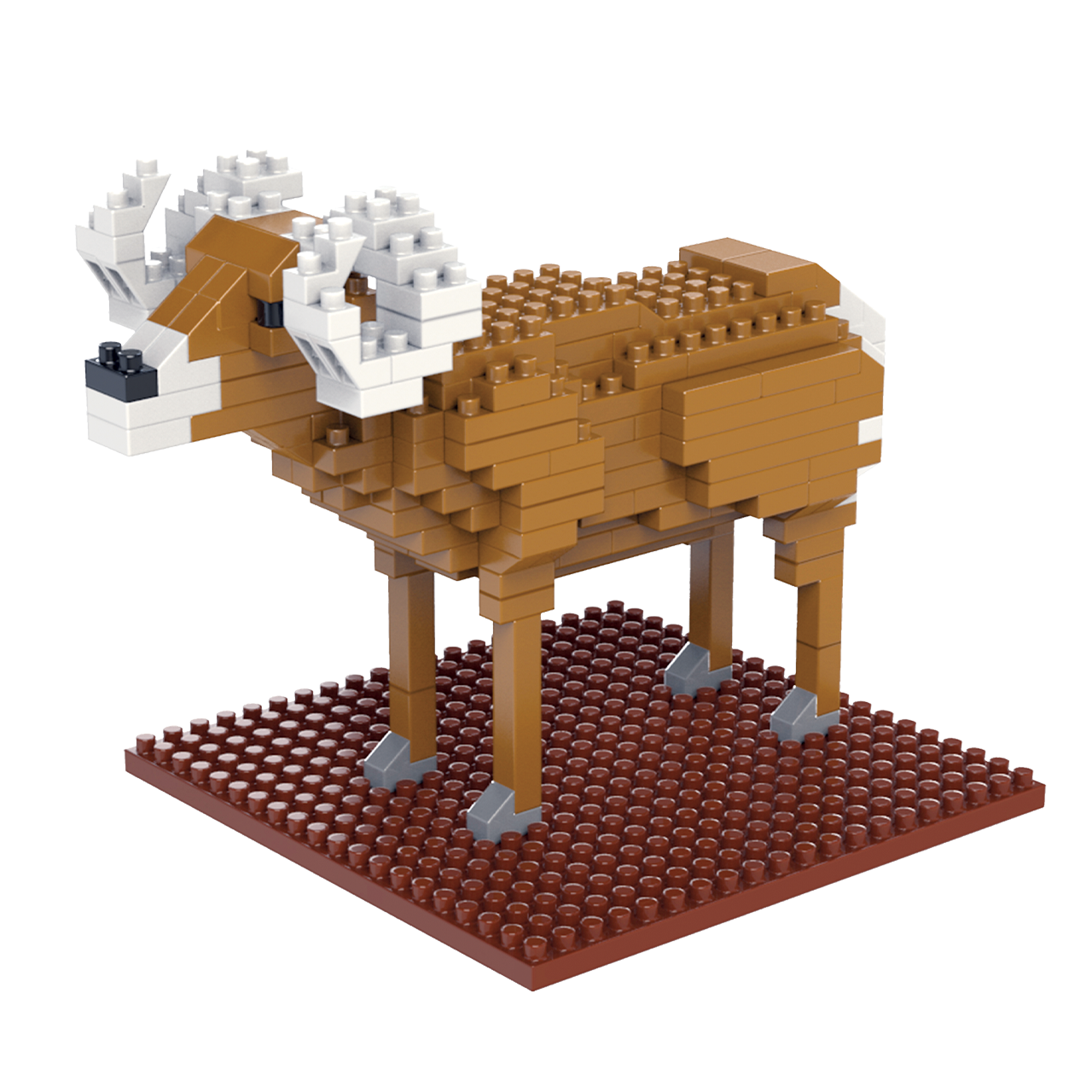 Mini Building Blocks Desert Bighorn Sheep tan brown body with white horns on brown base on Tampa Home & Garden Store
