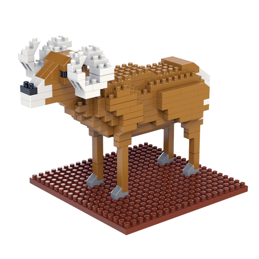 Mini Building Blocks Desert Bighorn Sheep tan brown body with white horns on brown base on Tampa Home & Garden Store