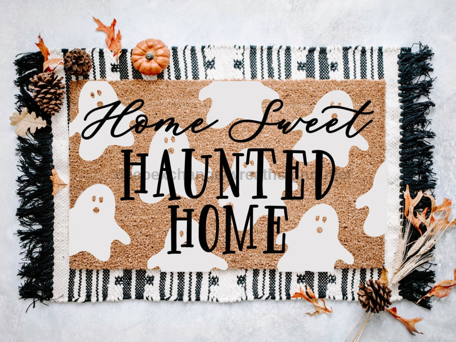 Paillasson Home Sweet Haunted Home | Tapis de bienvenue Halloween | Tapis de porte d'extérieur pour porche d'automne avec chauves-souris de maison hantée | Décoration d'Halloween de ferme