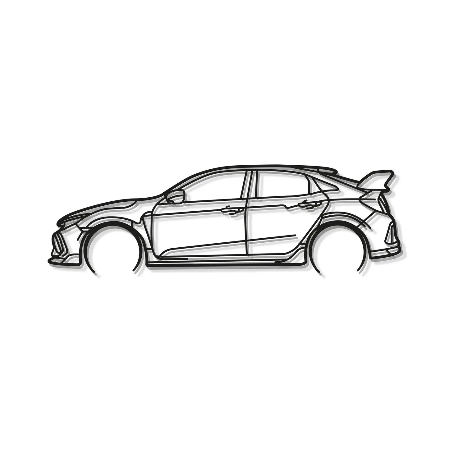 Civic Type-R FK8 Classic metal wall art, line-drawing car illustration by Modello Turbo on Tampa Home & Garden Store