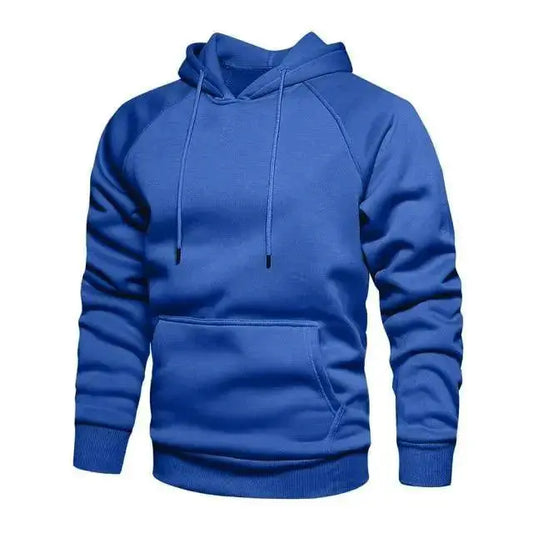 Hoodie Stevvex men's blue solid color hoodie with drawstrings, kangaroo pocket and ribbed cuffs on Tampa Home & Garden Store