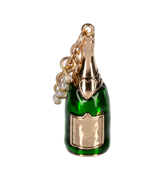 Pop the Bubbly Charm bottle charm green with gold cap pearl The Country Christmas Loft on Tampa Home & Garden Store