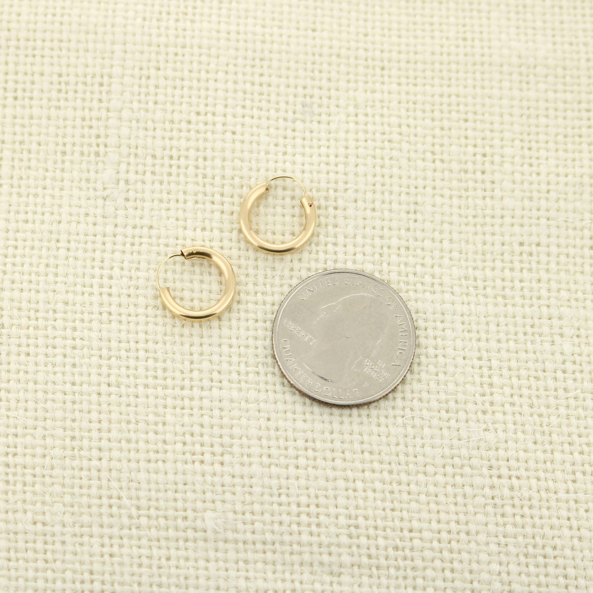14k yellow gold filled hoop earrings 14 mm Lauren G Adams collection on Tampa Home & Garden Store
