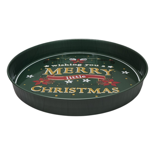 Merry Christmas Deep Round Serving Tray The Country Christmas Loft on Tampa Home & Garden Store