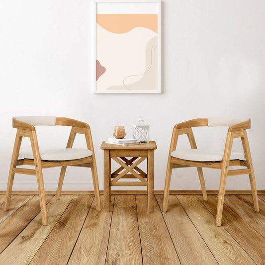 Leisure Bamboo Dining Chair with Curved Back natural bamboo beige cushion set of 2 on Tampa Home & Garden Store