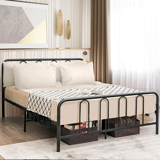 Full/Queen Size Metal Bed Frame with Headboard and Footboard-Full Size - Tampa Home & Garden Store