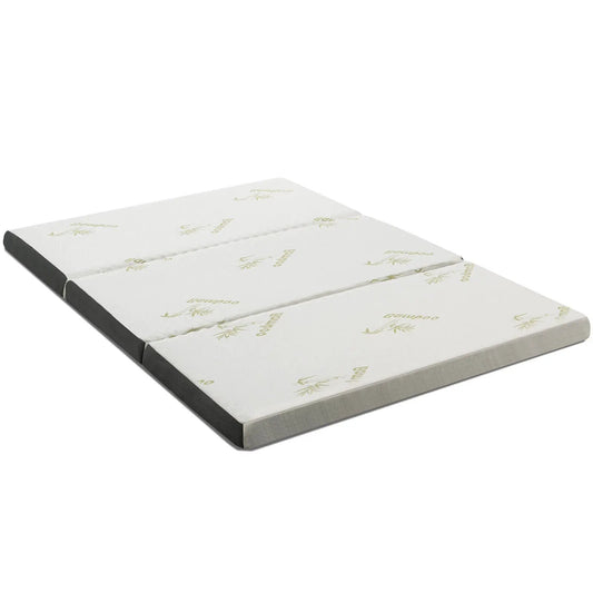 Portable tri-fold memory foam floor topper with white cover and dark edge trim DirectDeals on Tampa Home & Garden Store