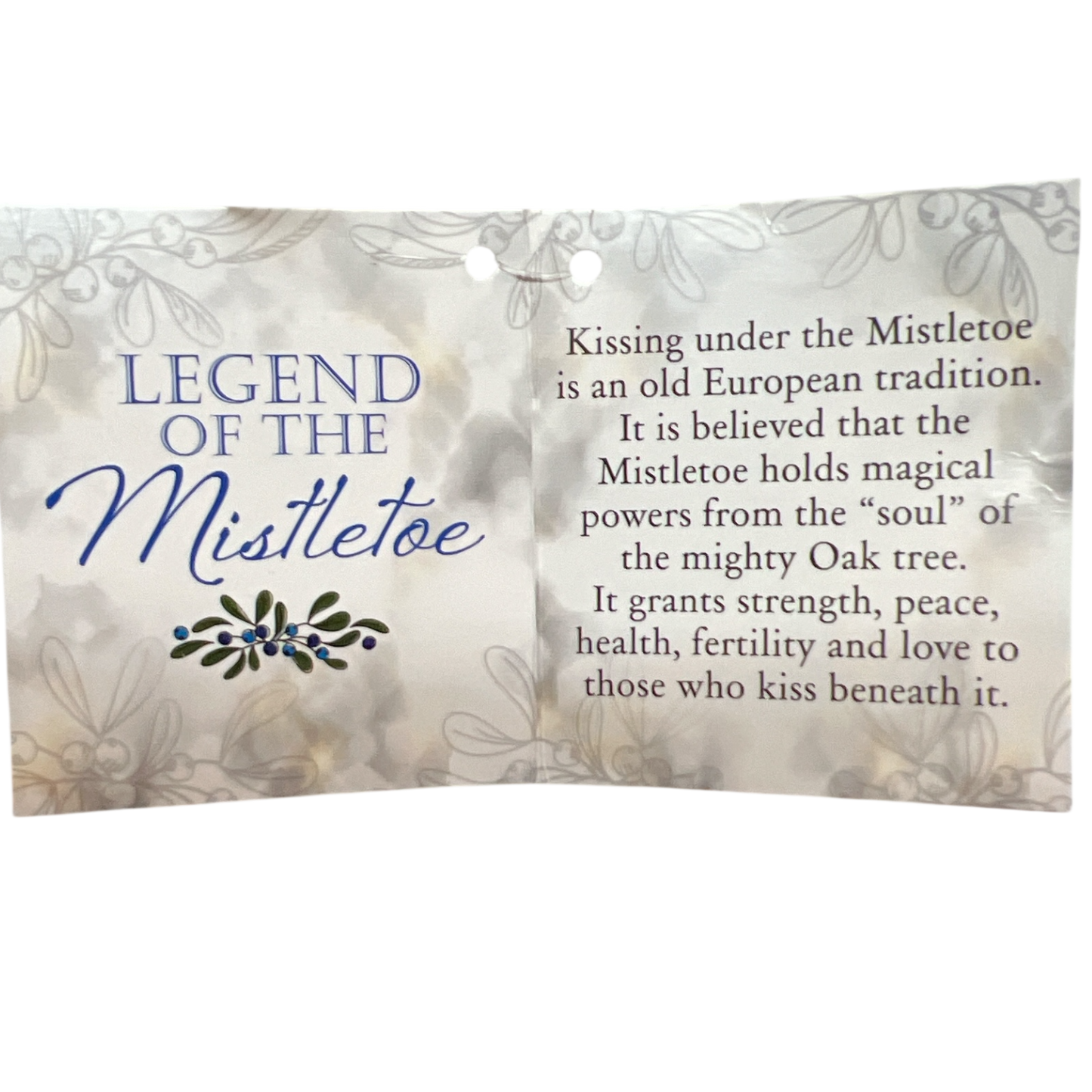 Blue Jay Terrarium Ornament with Pine Cones packaged amid Legend of the Mistletoe artwork on Tampa Home & Garden Store