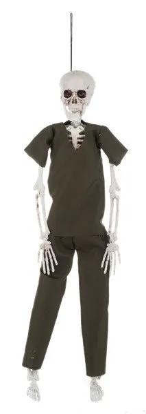Knightly Skeleton figurine in dark green tunic for Halloween decor on Tampa Home & Garden Store