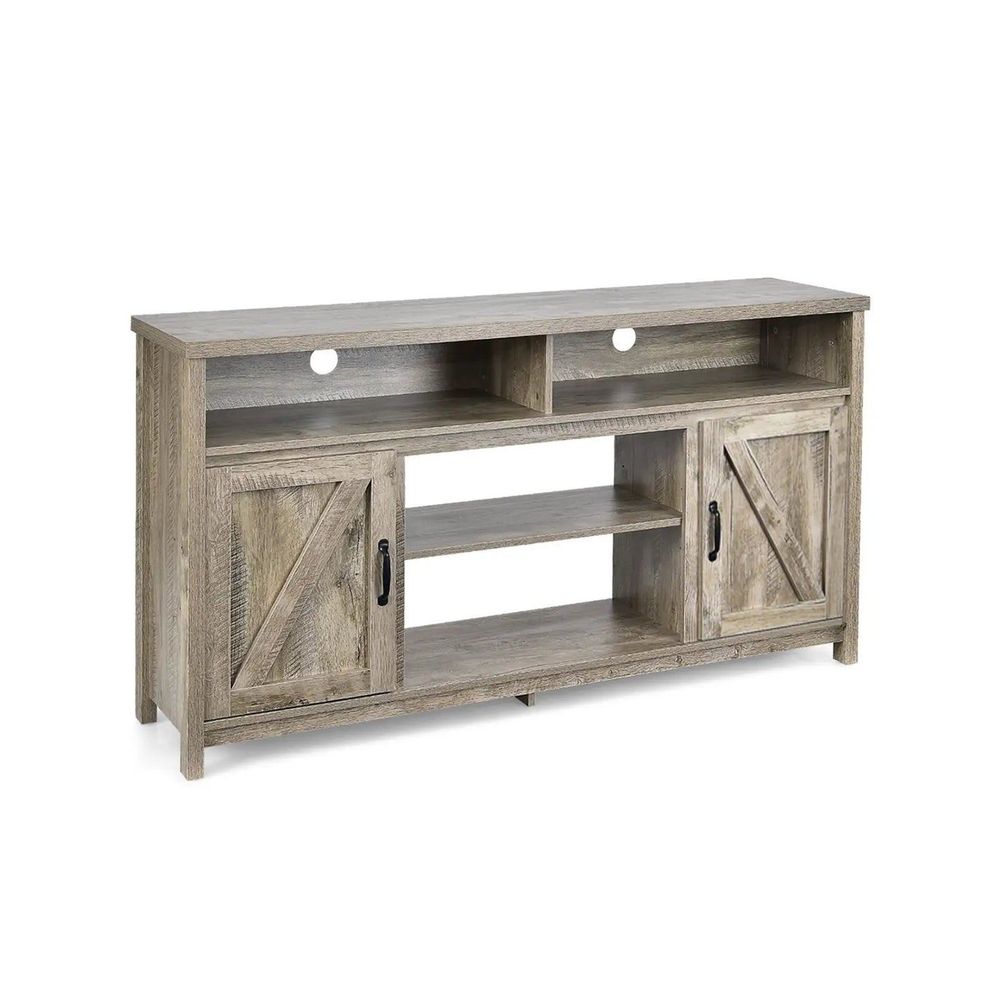 59 Inch TV Stand Media Center Console Cabinet with Barn Door for TV's 65 Inch-Brown - Tampa Home & Garden Store