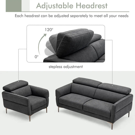 DirectDeals Modern dark gray couch set with stepless adjustable headrests sofa and armchair on Tampa Home & Garden Store