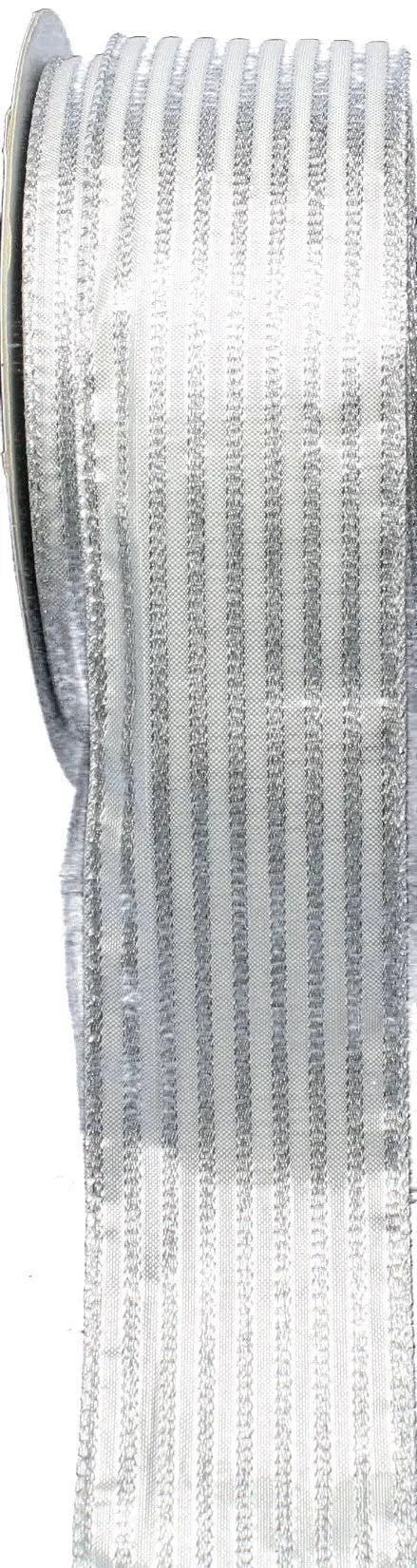 Silver Stripe Wire Edged Ribbon by Yard, metallic silver stripe, Country Christmas Loft on Tampa Home & Garden Store