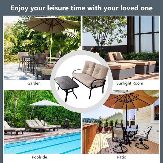 2 Pieces Patio Outdoor Cushioned Coffee Table Seat-Beige - Tampa Home & Garden Store