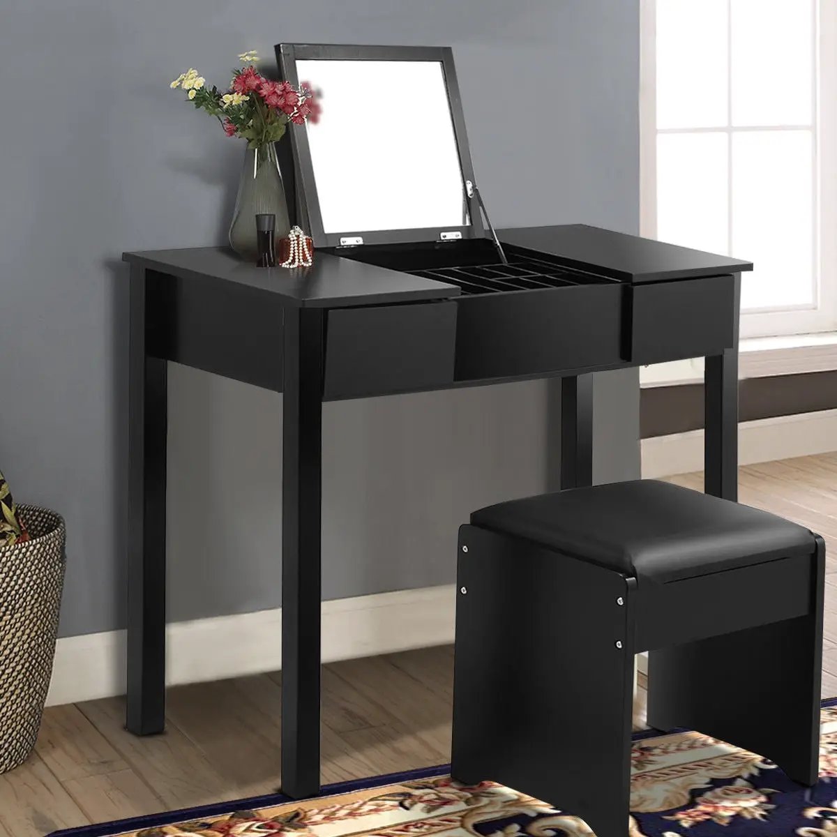 Modern Dining Chairs for 4 with Rubber Wood Legs