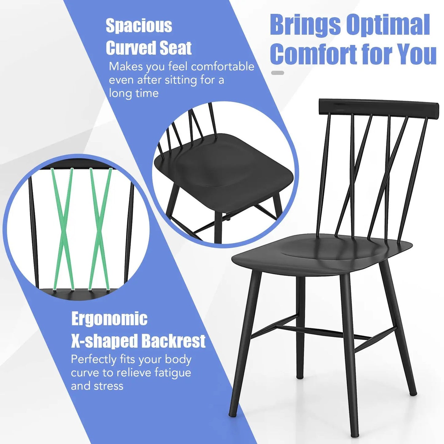 Set of 2 Modern Dining Chairs with Backrest - Tampa Home & Garden Store