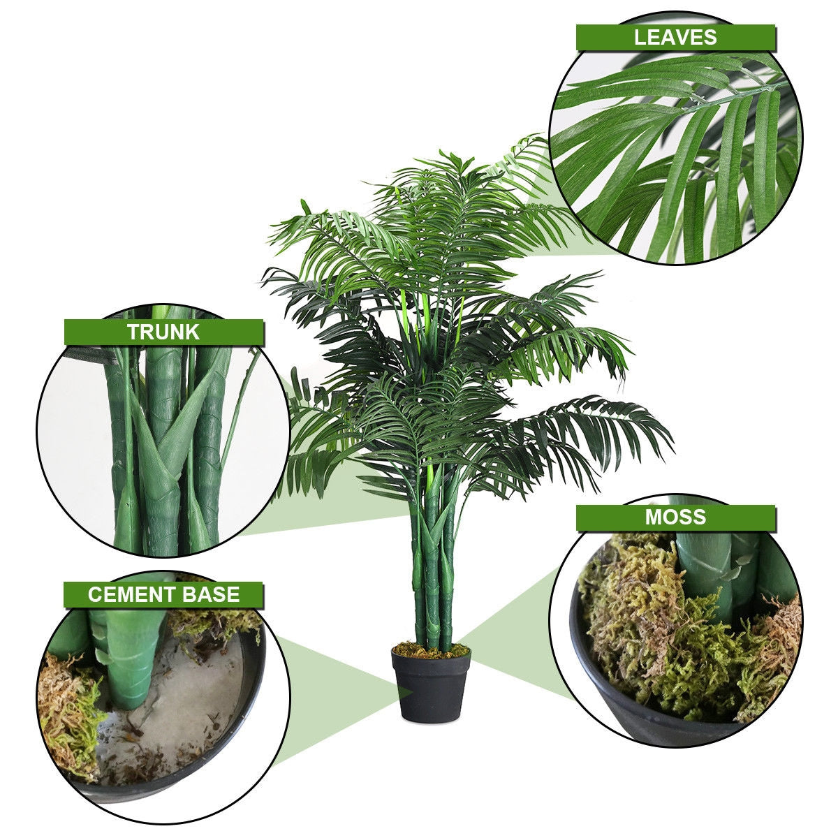 Palmera Areca Artificial de Seda de 3.5 Pies con Cesta