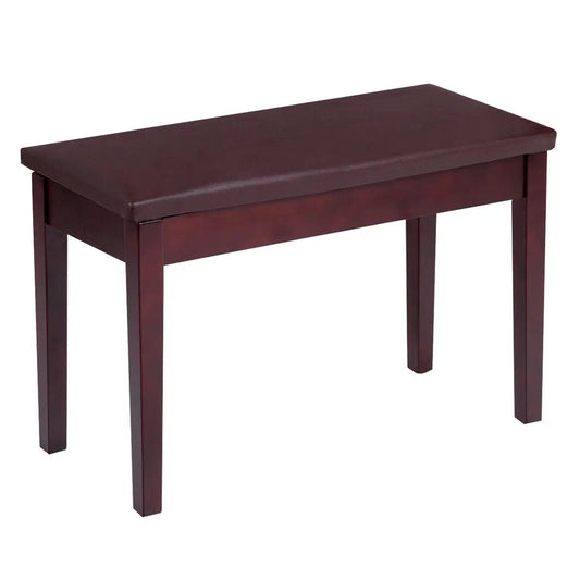 Solid wood piano bench with PU leather padded seat in dark cherry finish DirectDeals on Tampa Home & Garden Store