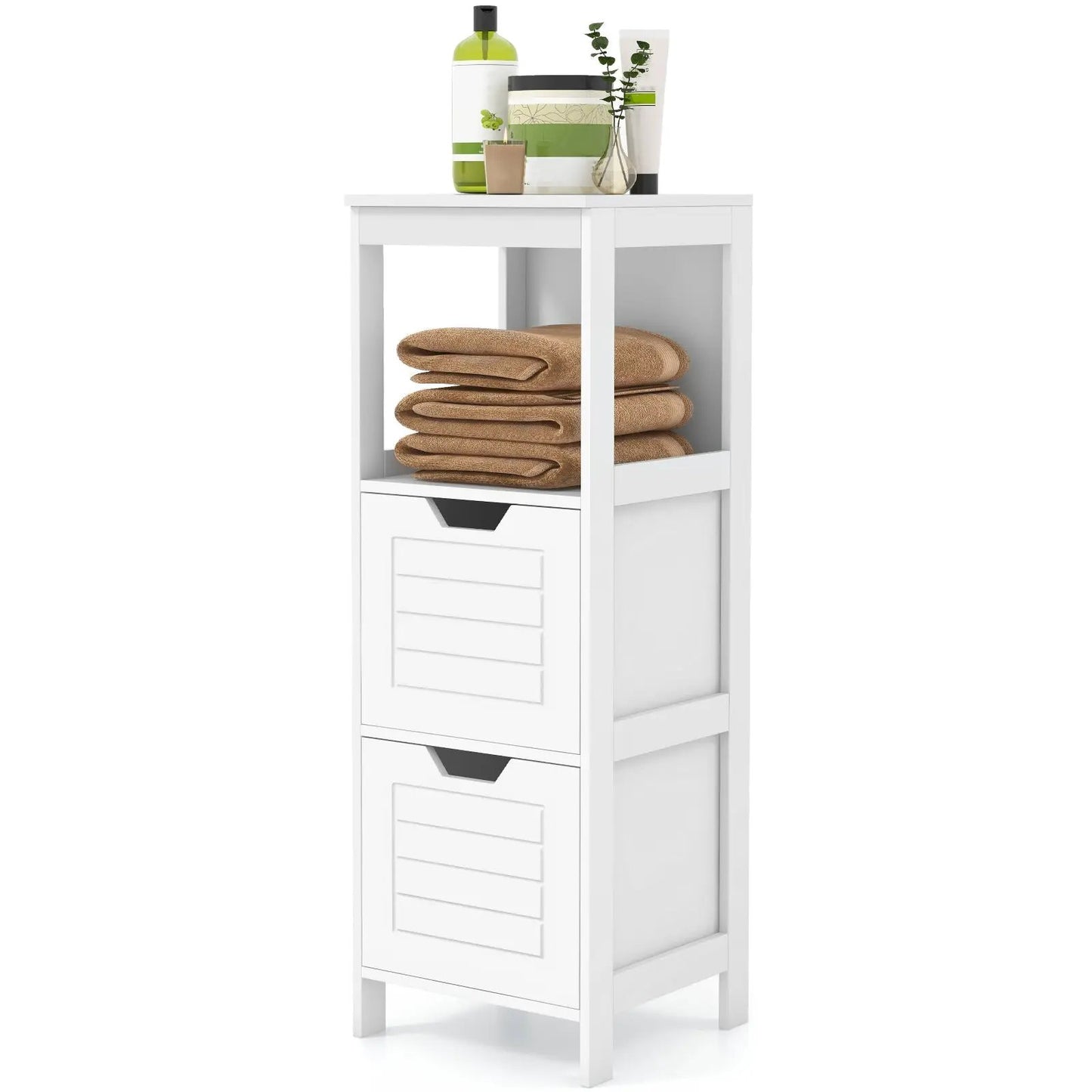 Bathroom Wooden Floor Cabinet Multifunction Storage Rack Stand Organizer-Black - Tampa Home & Garden Store