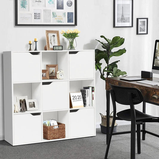9-Cube Wooden Bookcase white modular storage unit with 9 cubbies by DirectDeals on Tampa Home & Garden Store