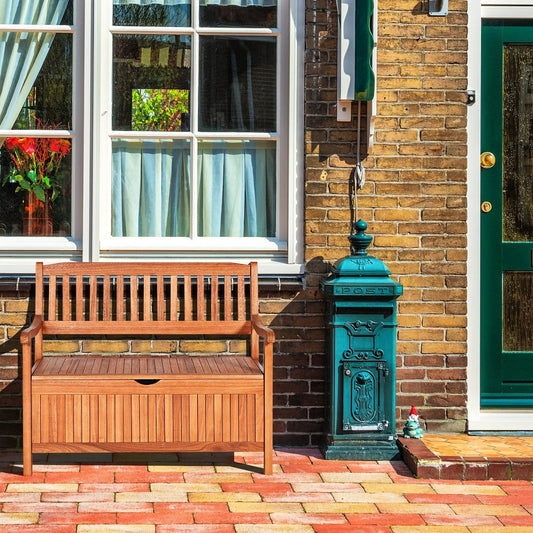 33 Gallon Wooden Storage Bench with Liner for Patio Garden Porch - Tampa Home & Garden Store