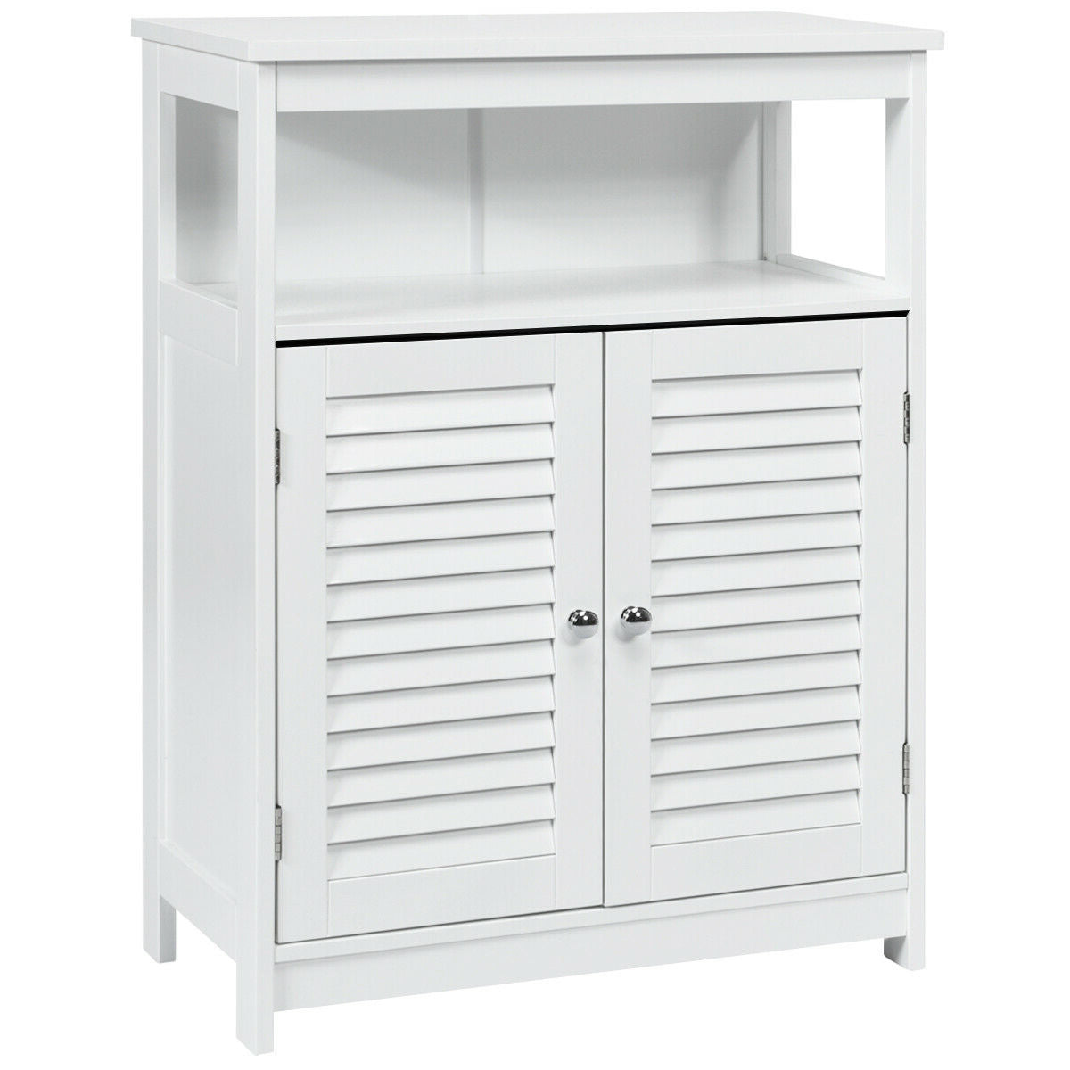 Mueble de baño de madera independiente con puerta doble persiana - Negro